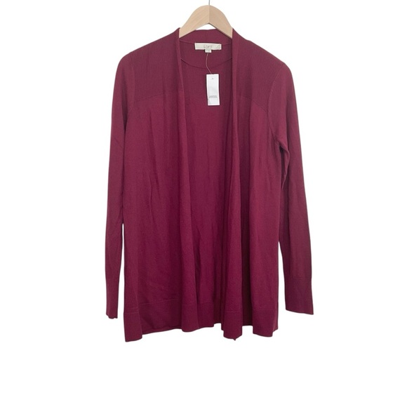 Ann Taylor Loft Red Cardigan Open Front Long Sleeve Small - Picture 6 of 6